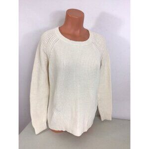 LL Bean Ivory Fisherman Sweater Womens Medium